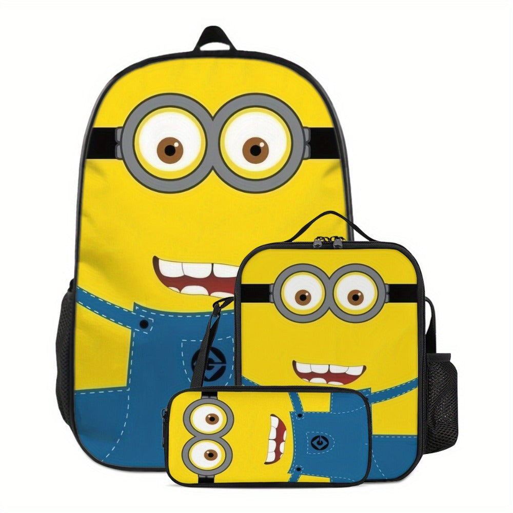 Kit Mochila Escolar Minions - Mochila, Lancheira e Estojo - Raven