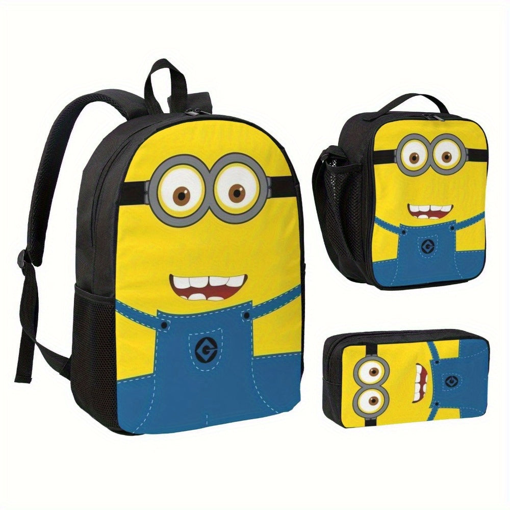Kit Mochila Escolar Minions - Mochila, Lancheira e Estojo - Raven
