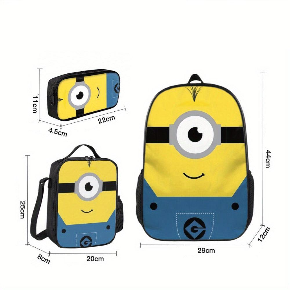 Kit Mochila Escolar Minions - Mochila, Lancheira e Estojo - Raven
