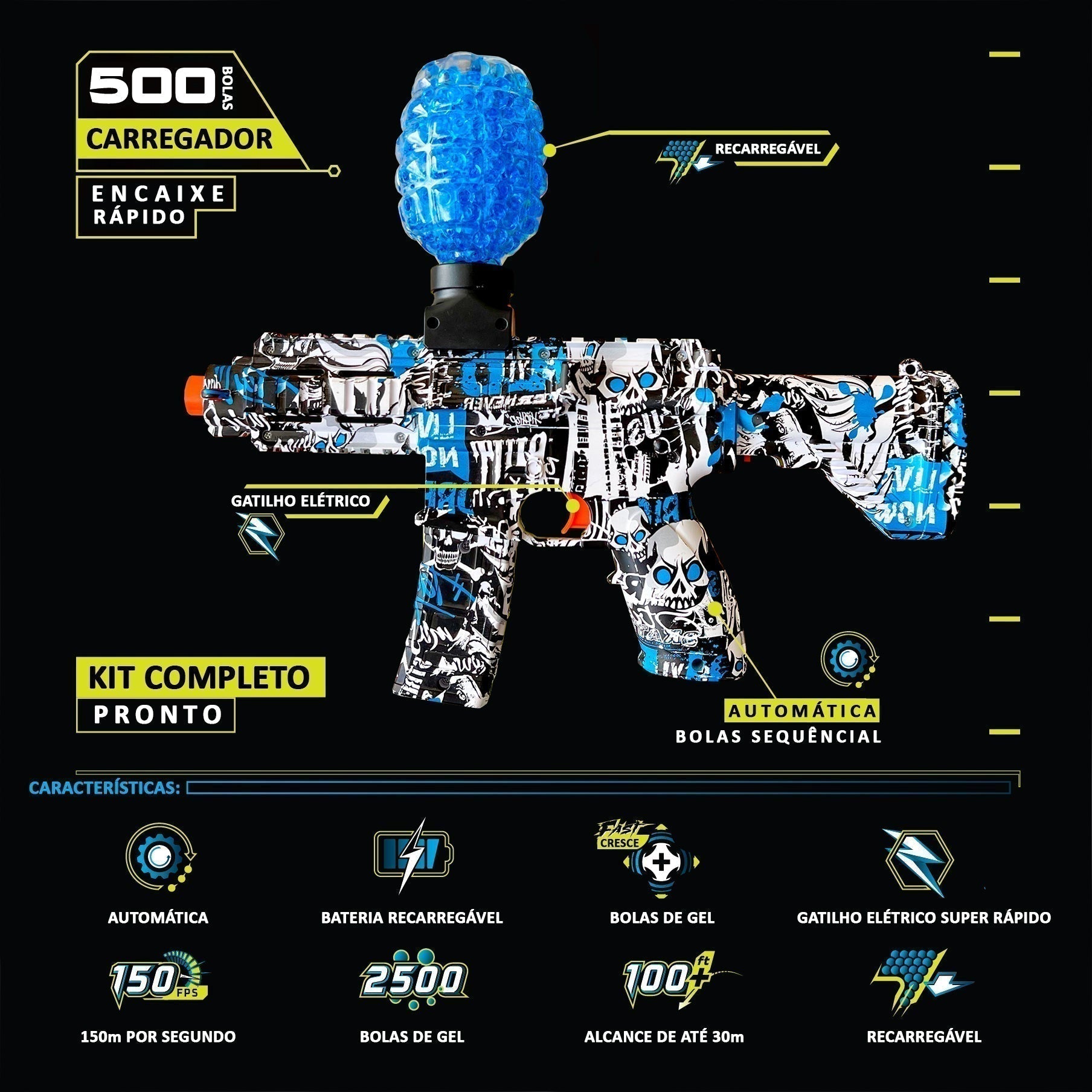 Lançador OrbiGel M4 - Azul - Raven ( PROMOÇÃO 2025 )